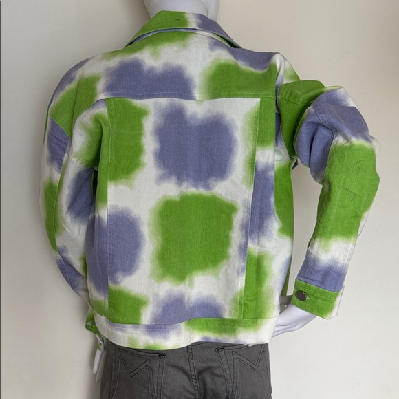 EUC. Green-White-Lavender Jacket. M - Picture 3 of 8